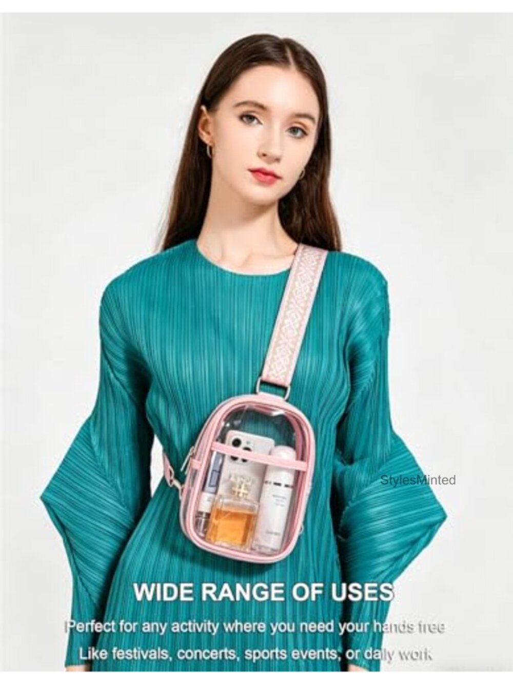 Clear Crossbody Bag Stadium Approved PVC Sling Bag - Picture 2 of 6